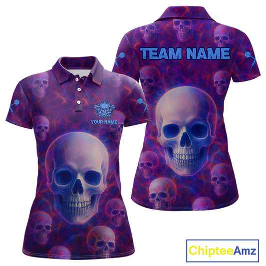 Colorful Lightning Skulls Pattern Darts Shirt For Women - Customizable Name & Team NYN0403