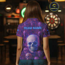 Load image into Gallery viewer, Colorful Lightning Skulls Pattern Darts Shirt For Women - Customizable Name &amp; Team NYN0403