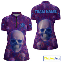 Load image into Gallery viewer, Colorful Lightning Skulls Pattern Darts Shirt For Women - Customizable Name &amp; Team NYN0403