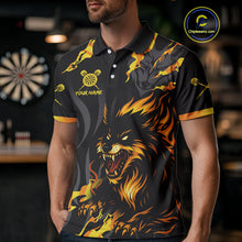Load image into Gallery viewer, Orange Ferocious Wolf Dart Arrow Funny Darts Shirt For Men - Customizable Name NYN0406