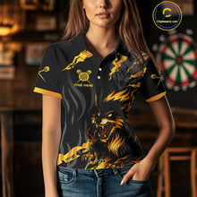 Load image into Gallery viewer, Orange Ferocious Wolf Dart Arrow Funny Darts Shirt For Women - Customizable Name NYN0406