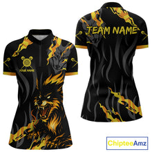 Load image into Gallery viewer, Orange Ferocious Wolf Dart Arrow Funny Darts Shirt For Women - Customizable Name NYN0406