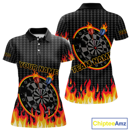 Fire Dart Arrows & Flaming Pattern Darts Shirt For Women - Customizable Name & Team NYN0409