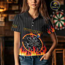 Load image into Gallery viewer, Fire Dart Arrows &amp; Flaming Pattern Darts Shirt For Women - Customizable Name &amp; Team NYN0409