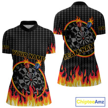 Load image into Gallery viewer, Fire Dart Arrows &amp; Flaming Pattern Darts Shirt For Women - Customizable Name &amp; Team NYN0409