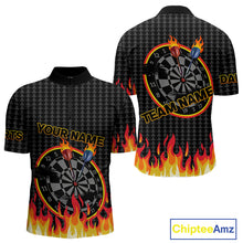 Load image into Gallery viewer, Fire Dart Arrows &amp; Flaming Pattern Darts Shirt For Men - Customizable Name &amp; Team NYN0409