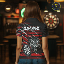Load image into Gallery viewer, Red Grunge Grey Smoke Tiger Dartboard Custom Dart Polo Shirt Women Dart League Jerseys NYN2087