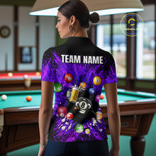 Load image into Gallery viewer, Purple Splatter Paint Pool 8 Ball Billiard Shirt For Women Custom Funny Beer 8 Ball Billiard Attire NYN2615