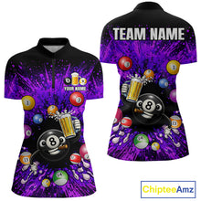 Load image into Gallery viewer, Purple Splatter Paint Pool 8 Ball Billiard Shirt For Women Custom Funny Beer 8 Ball Billiard Attire NYN2615