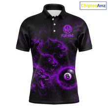 Load image into Gallery viewer, Horror Wolfs Purple Flames Smoke Pool 8 Ball Men Billiard Shirt Custom Ball Billiard Team Attire NYN2621