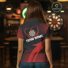 Load image into Gallery viewer, Red Dripping Heart Halftone Pattern Custom Dart Shirt For Women, Dart Team Jerseys NYN0219