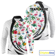 Load image into Gallery viewer, Tropical White And Black Golf Ball Polo Golf Shirts For Men Custom Flamingo Golf Team Attire NYN3176