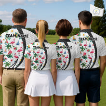 Load image into Gallery viewer, Tropical White And Black Golf Ball Polo Golf Shirts For Men Custom Flamingo Golf Team Attire NYN3176