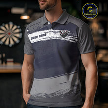 Load image into Gallery viewer, Grey Modern Grunge Dartboard Men's Darts Shirt - Custom Name For Dart Players NYN0413
