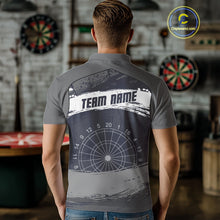 Load image into Gallery viewer, Grey Modern Grunge Dartboard Men's Darts Shirt - Custom Name For Dart Players NYN0413