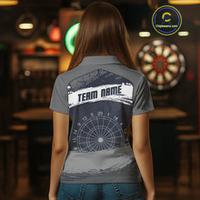 Load image into Gallery viewer, Grey Modern Grunge Dartboard Women's Darts Shirt - Custom Name For Dart Players NYN0413