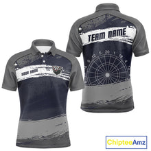 Load image into Gallery viewer, Grey Modern Grunge Dartboard Men's Darts Shirt - Custom Name For Dart Players NYN0413