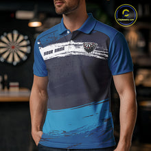 Load image into Gallery viewer, Blue Modern Grunge Dartboard Men's Darts Shirt - Custom Name For Dart Players NYN0414