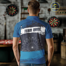 Load image into Gallery viewer, Blue Modern Grunge Dartboard Men's Darts Shirt - Custom Name For Dart Players NYN0414