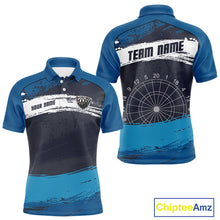 Load image into Gallery viewer, Blue Modern Grunge Dartboard Men's Darts Shirt - Custom Name For Dart Players NYN0414