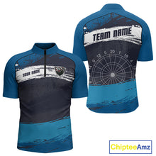 Load image into Gallery viewer, Blue Modern Grunge Dartboard Men's Darts Shirt - Custom Name For Dart Players NYN0414