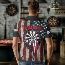 Load image into Gallery viewer, Dripping Dartboard Grunge US Flag Men&#39;s Darts Shirt - Custom Name For Dart Players NYN0420