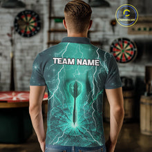 Load image into Gallery viewer, Turquoise Thunder Cracked Dartboard Men's Darts Shirt - Custom Name For Players NYN0423