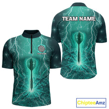 Load image into Gallery viewer, Turquoise Thunder Cracked Dartboard Men's Darts Shirt - Custom Name For Players NYN0423