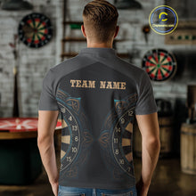 Load image into Gallery viewer, Vintage Blue Gold Celtic Dartboard Men's Darts Shirt - Custom Name For Players NYN0424