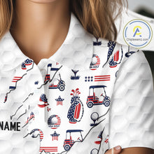Load image into Gallery viewer, USA 250Th Anniversary Womens Golf Polo Shirt Custom White Golf Ball Pattern Patriotic Golf Tops NYN3392