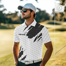 Load image into Gallery viewer, Black Leopard Pattern Mens Golf Polo Shirt Custom White Golf Ball Pattern Golf Team Outfits NYN3393
