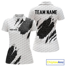 Load image into Gallery viewer, Black leopard womens golf polo shirt white golf ball golf outfit