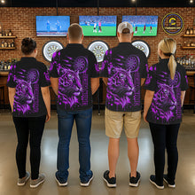 Load image into Gallery viewer, Purple Neon Tiger Lightning Dartboard Men Dart Polo Shirts Custom Name &amp; Team Dart Jerseys NYN2099