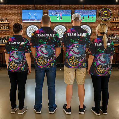 Custom Colorful Bulldog Dartboard 3D Funny Dart Shirts 1/4-Zip For Women Dart League Jerseys NYN2107