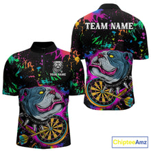 Load image into Gallery viewer, Custom Colorful Bulldog Dartboard 3D Funny Dart Shirts 1/4-Zip For Men Dart League Jerseys NYN2107