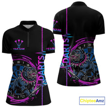 Load image into Gallery viewer, Custom Blue And Pink Darts Funny Bulldog Dart Shirts 1/4-Zip For Women Dart League Jerseys NYN2108