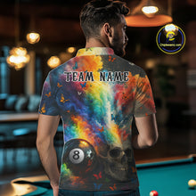 Load image into Gallery viewer, Custom Colorful Smoke 8 Ball Men's Billiard Shirts Personalized Skull Billiard Team Attire NYN2331
