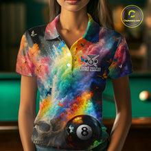 Load image into Gallery viewer, Custom Colorful Smoke 8 Ball Women's Billiard Shirts Personalized Skull Billiard Team Attire NYN2331