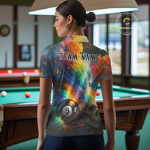 Load image into Gallery viewer, Custom Colorful Smoke 8 Ball Women's Billiard Shirts Personalized Skull Billiard Team Attire NYN2331