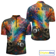 Load image into Gallery viewer, Custom Colorful Smoke 8 Ball Men's Billiard Shirts Personalized Skull Billiard Team Attire NYN2331