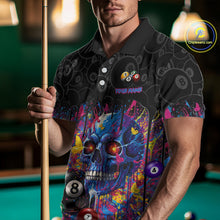 Load image into Gallery viewer, Dripping Splatter Billiard 8 Ball Shirts For Men Personalized Skull Billiard Team Attire NYN2332