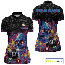 Load image into Gallery viewer, Dripping Splatter Billiard 8 Ball Shirts For Women Personalized Skull Billiard Team Attire NYN2332