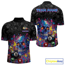 Load image into Gallery viewer, Dripping Splatter Billiard 8 Ball Shirts For Men Personalized Skull Billiard Team Attire NYN2332