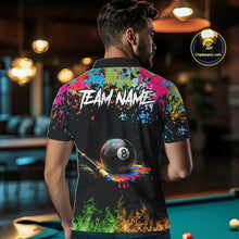 Load image into Gallery viewer, Colorful Paint &amp; Flame 8 Ball Billiard Shirt For Men Personalized Cue Billiard Team Shirt NYN2334