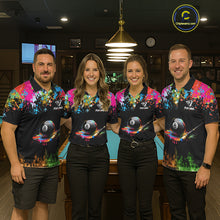 Load image into Gallery viewer, Colorful Paint &amp; Flame 8 Ball Billiard Shirt For Men Personalized Cue Billiard Team Shirt NYN2334