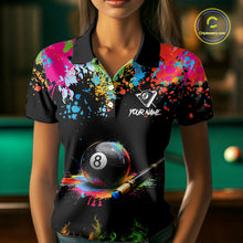 Load image into Gallery viewer, Colorful Paint &amp; Flame 8 Ball Billiard Shirt For Women Personalized Cue Billiard Team Shirt NYN2334