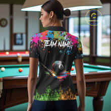Load image into Gallery viewer, Colorful Paint &amp; Flame 8 Ball Billiard Shirt For Women Personalized Cue Billiard Team Shirt NYN2334