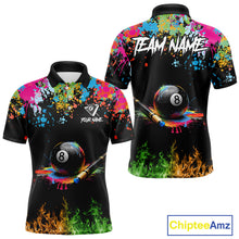 Load image into Gallery viewer, Colorful Paint &amp; Flame 8 Ball Billiard Shirt For Men Personalized Cue Billiard Team Shirt NYN2334