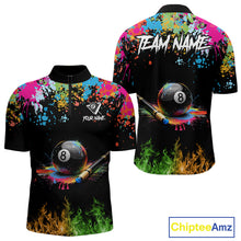 Load image into Gallery viewer, Colorful Paint &amp; Flame 8 Ball Billiard Shirt For Men Personalized Cue Billiard Team Shirt NYN2334