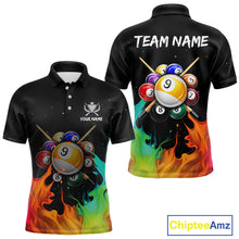 Load image into Gallery viewer, Splatter Paint Men's Billiard Ball Shirt Personalized 8 Ball Cue Billiard Team Shirt NYN2335